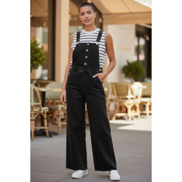 Universal Thread Pants - NWT Universal Thread Women's Denim Sailor Overalls Black Size 8